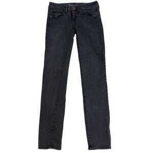 American Eagle Women's Jeans Size 2 Regular Super Stretch Skinny Black Denim